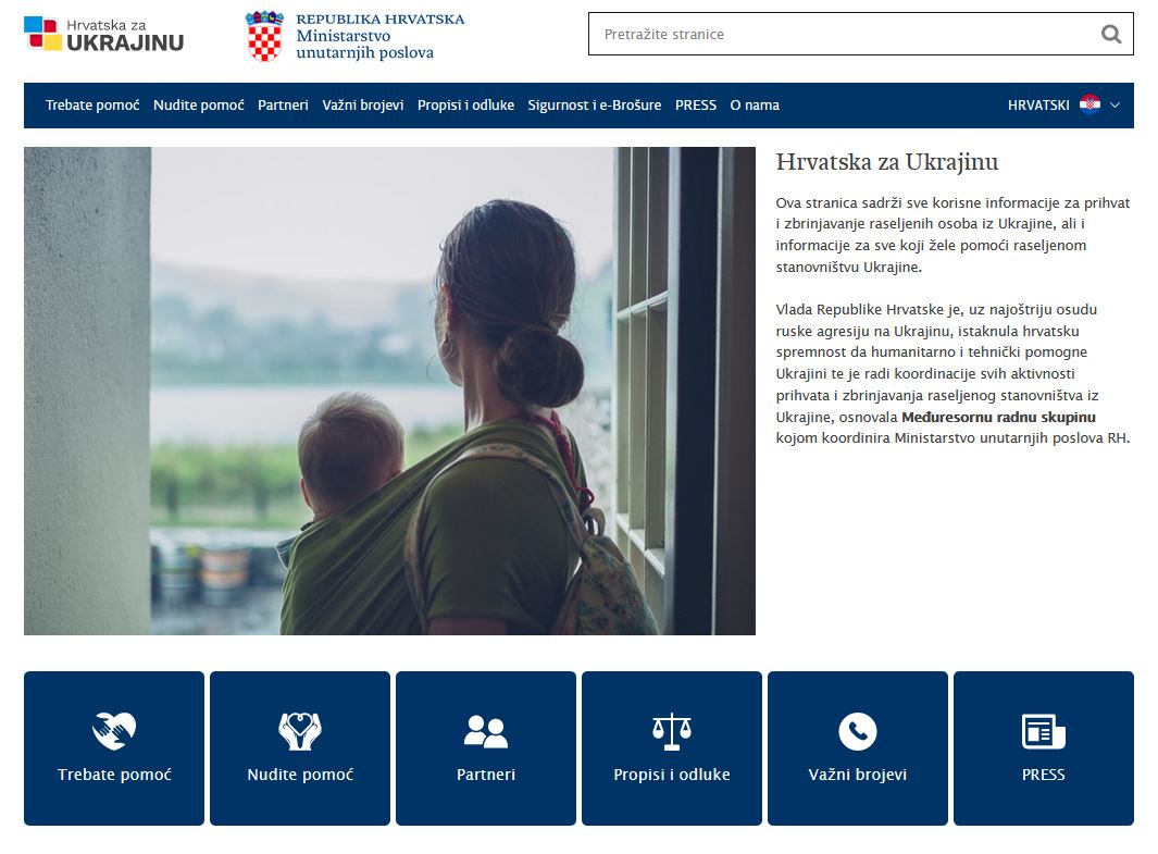 MUP HR: Web stranica Hrvatska za Ukrajinu
